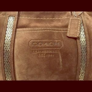 Coach Suede Beaded Tote in Brown